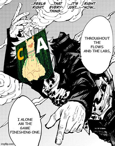 Codetoru Alpacojo_Code Alpaca Flowlab JJK meme Satoru Gojo Jujutsu Kaisen manga throughout the heavens and the earth