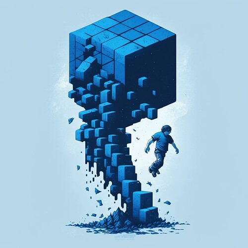 big_bread_pixel_blue_cube_climbing_up_a_tower_20b400c7-c4d7-4ce3-b646-79b106396e06