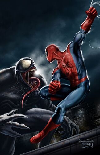 spider-man vs venom art phone wallpaper