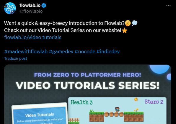 Flowlab No-code Game Engine - Tutorial Series tweet