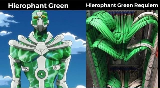 JoJo Hierophant Green vs Hierophant Green Requiem Dank JoJoke Kek meme 2022 JJBA JoJos Bizarre Adventure Part 3 Stardust Crusaders