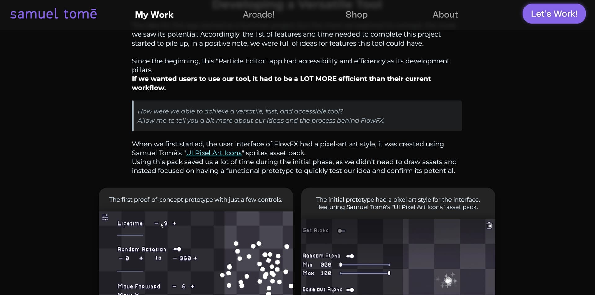Samuel Tomé, Designer & Game Developer - FlowFX Website Screenshot