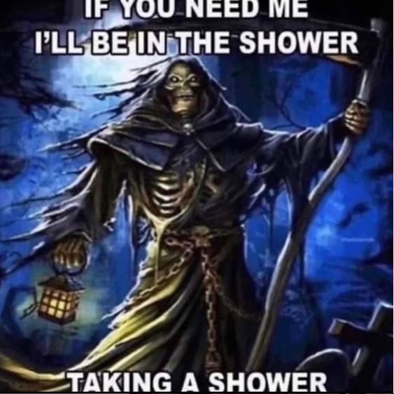 cool skeleton shower meme pic that goes hard