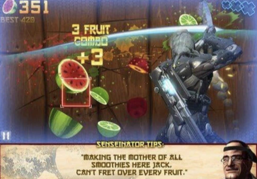 1-Metal Gear Rising Revengeance Raiden Fruit Ninja Senseinator Armstrong Senator Meme 2022