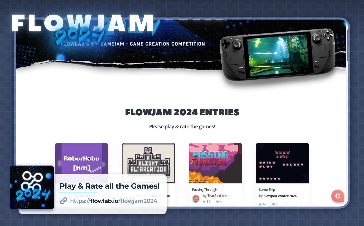 Flowlab No-code Game Engine - All Flowjam 2024 gamejam entries - games made with flowlab