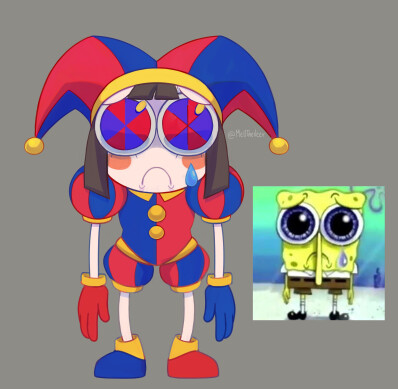 Pomni Amazing Digital Circus Sad Spongebob drawing meme fanart